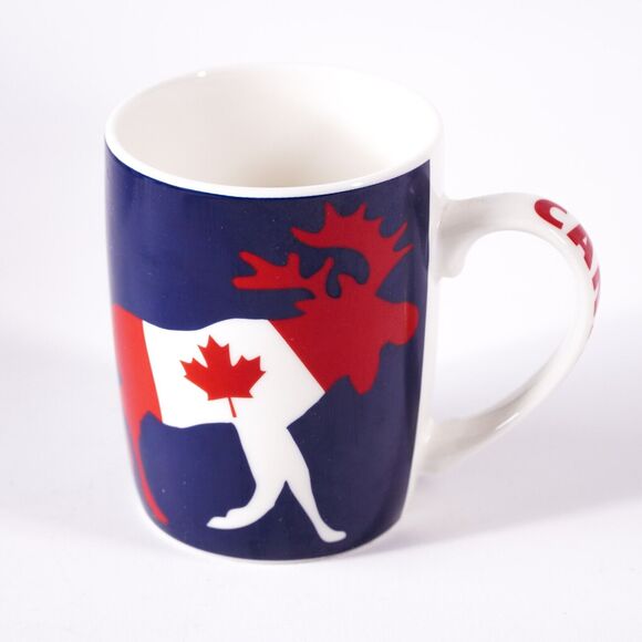 Canada Moose Maple Leaf Candian Ceramic Coffee Mug Tea Cup Drinkware Blue Red - Picture 1 of 8
